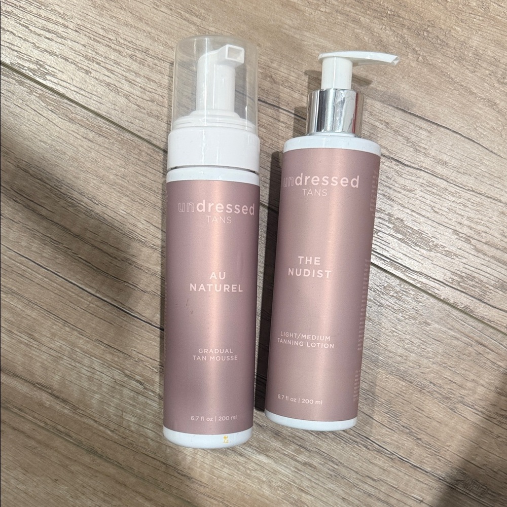 Undressed tan mousse and lotion